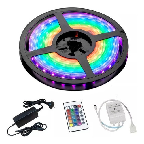 Tira Luces Led Kit Completo Rgb 5050 Control Fuente Colores