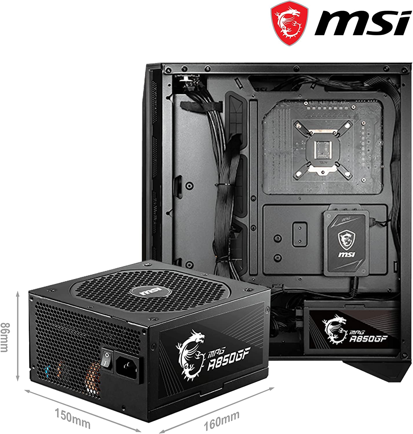 MSI MPG A850GF - Fuente de alimentación gaming (compatible con NVIDIA  GeForce RTX Serie 30, Certificado 80 Plus Gold 850 W, alimentación continua  con ventilador de 140 mm FDB, ATX) : Msi: : Informática