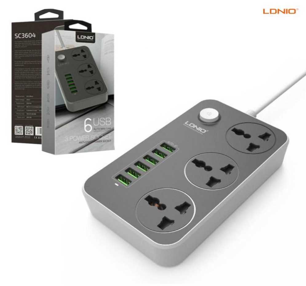 Regleta LDNIO SC3604 carga rápida + 6 puertos USB – Digital Peru